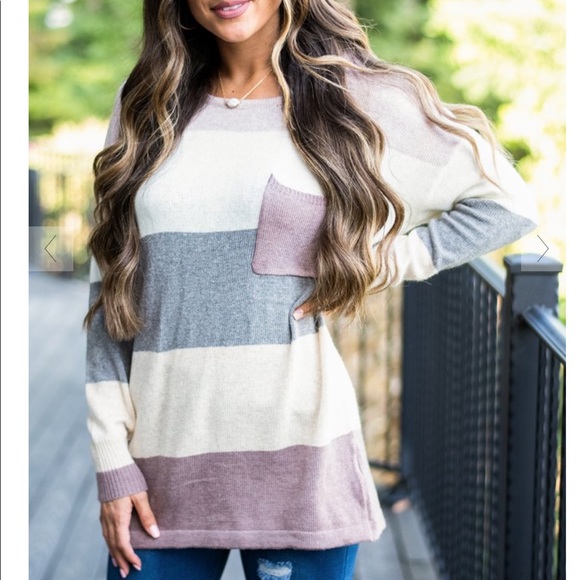 Vanilla Bay Sweaters - Pink Color-block Knit Sweater